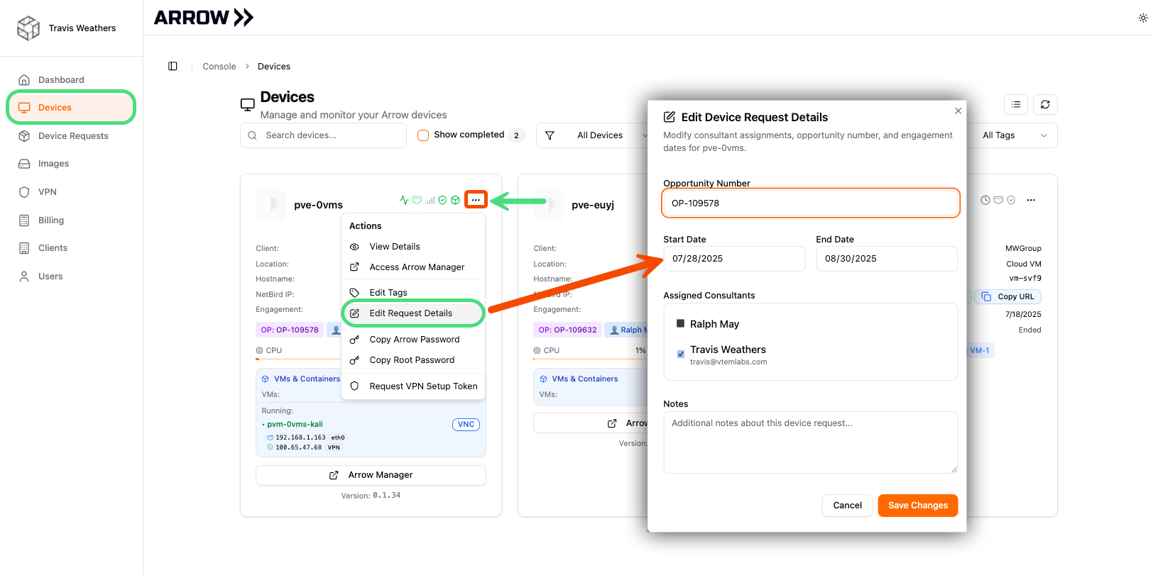 Changing Request Dates