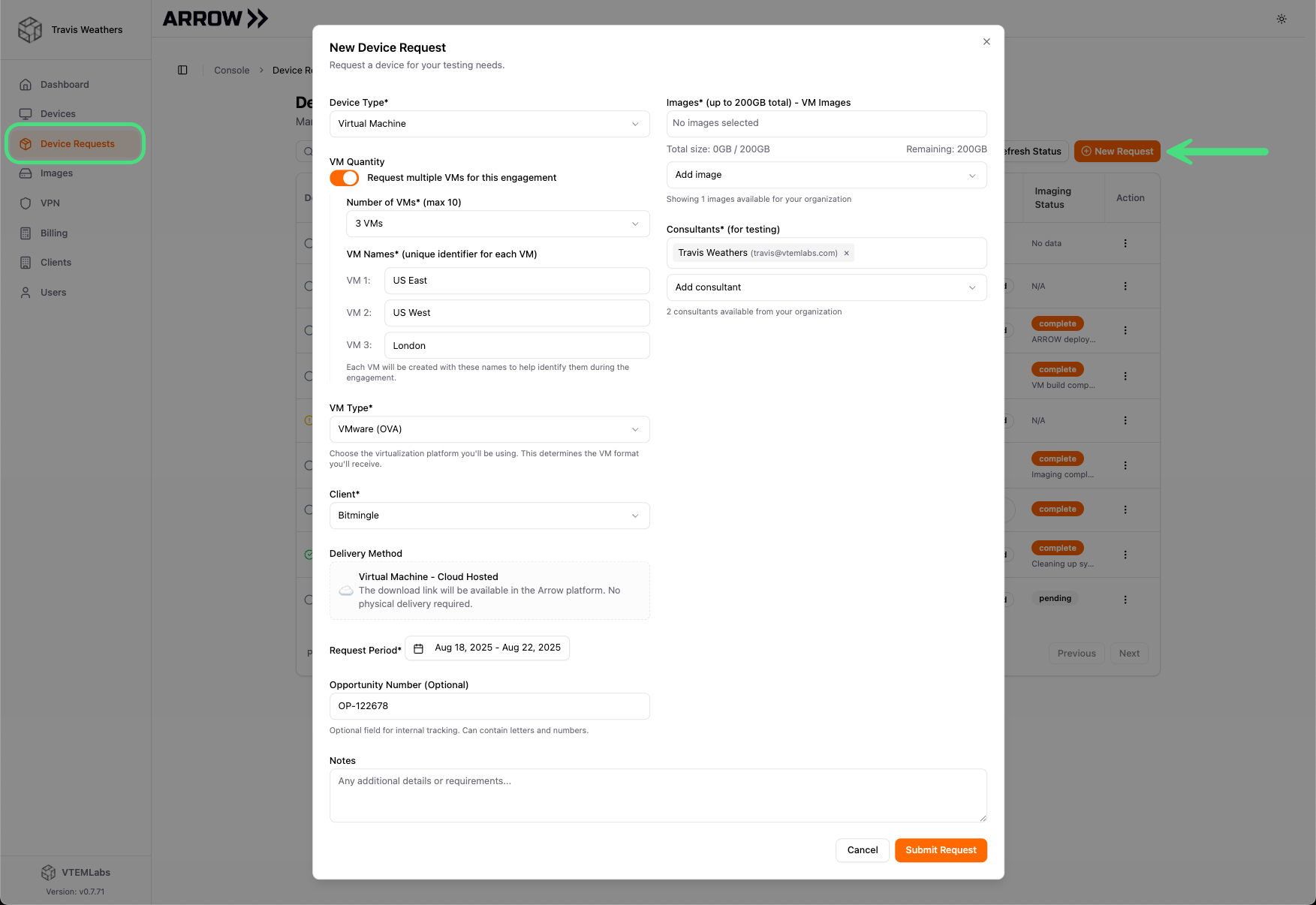Virtual Appliance Request