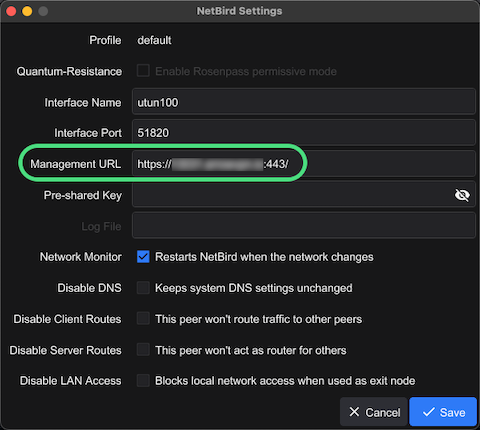 Management URL Configuration