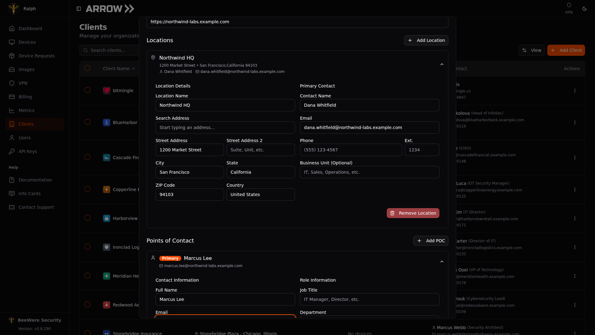Add New Client dialog