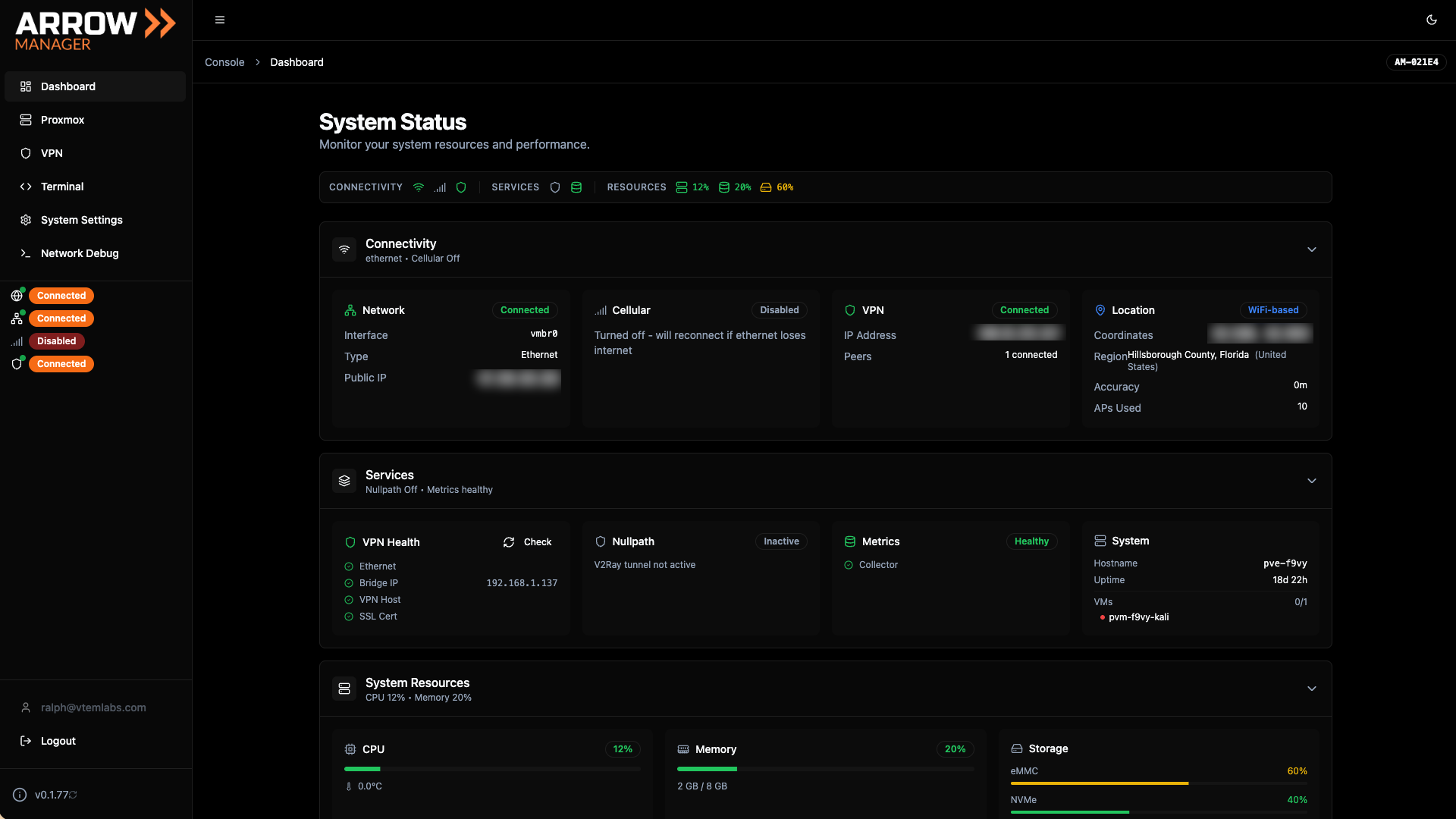 Arrow Manager Dashboard