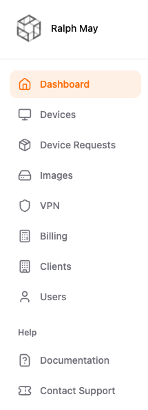 Arrow Console navigation sidebar